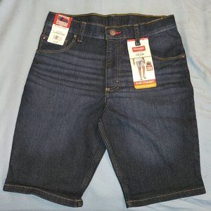 NWT WRANGLER DENIM PINCH PROTECTION SLIM STRAIGHT LEG SHORTS SZ 14 REG